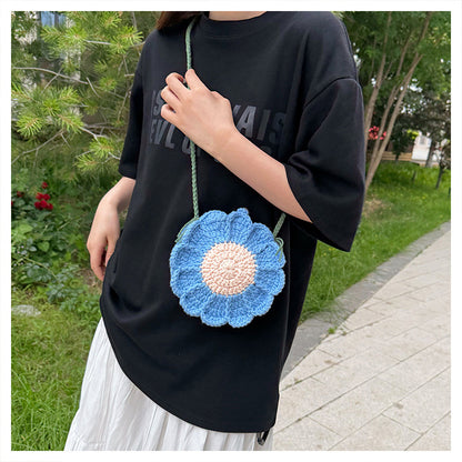 Designed Handmade Crochet 3d Sunflower Mini Shoulder Bags