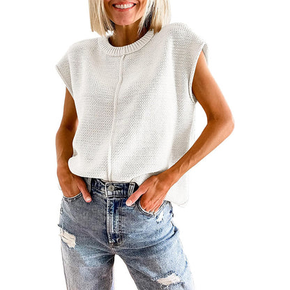 Casual Sleeveless Round Neck Knitted Vest