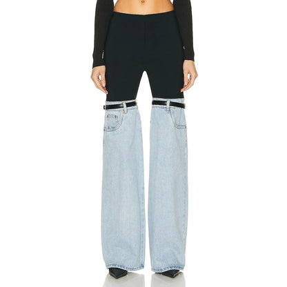 Designed Lace Up Trumpet Jeans for Women
