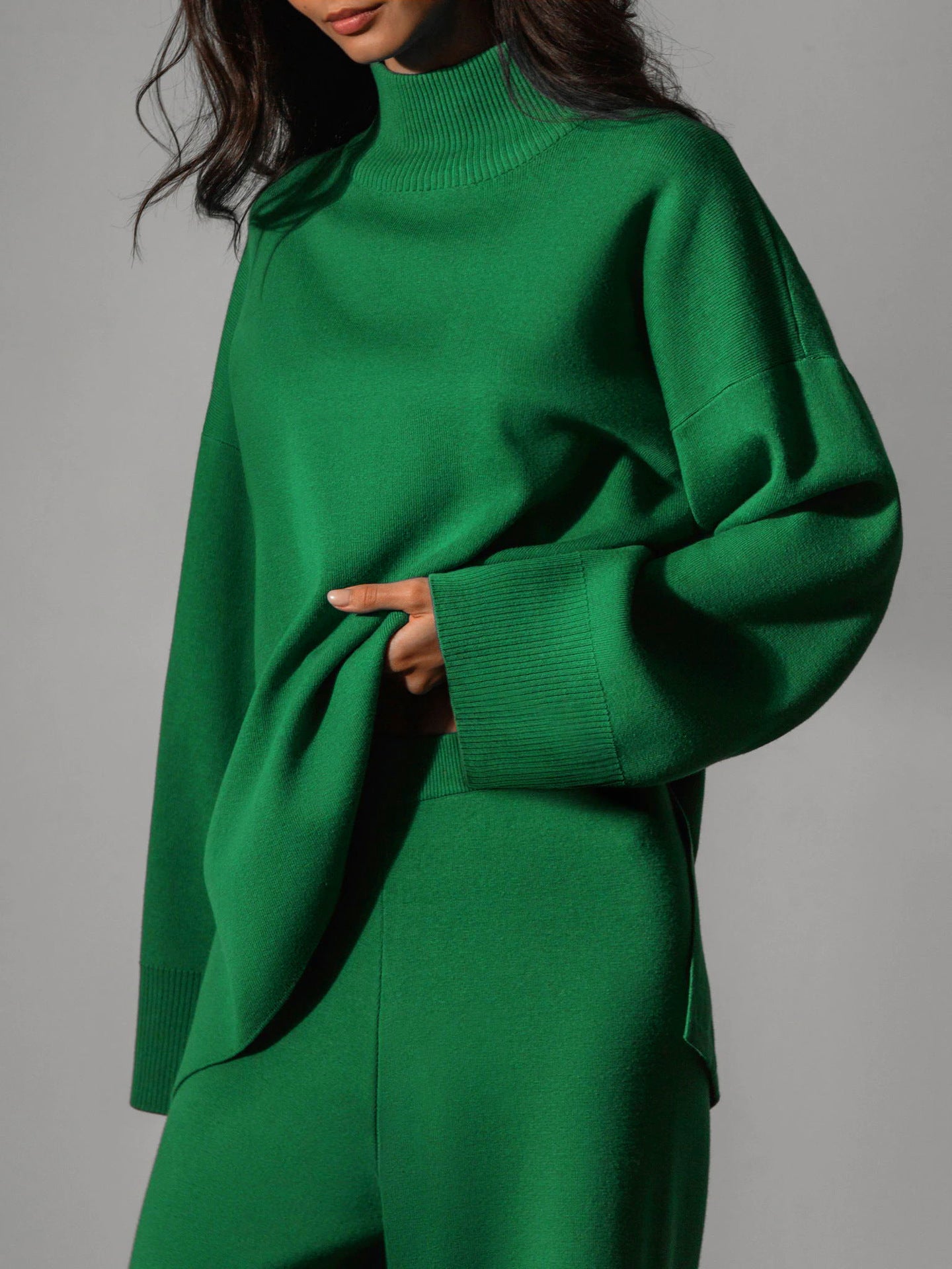 Casual Irregular Pullover Sweaters and Wide Legs Pants Outfits Sets
