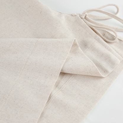 Casual Summer Cotton Linen Sleeveless Tops & Cropped Pants Suits