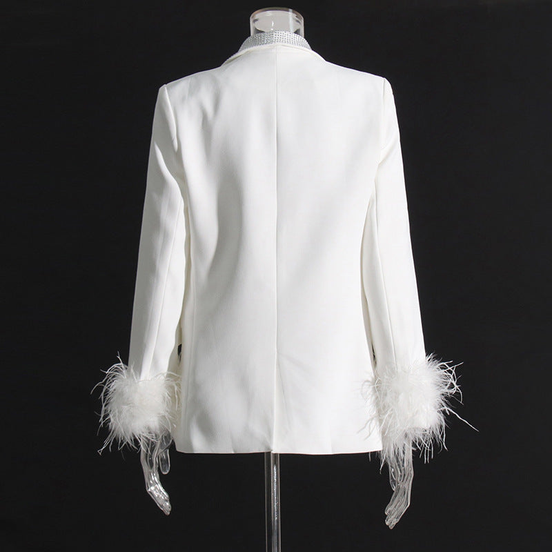 Luxury Designed Feather Blazer Coat for Women
