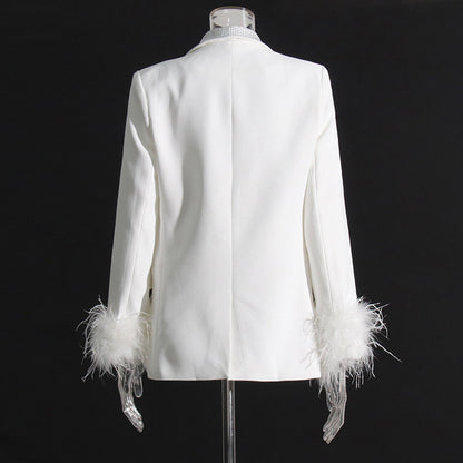 Luxury Designed Feather Blazer Coat for Women