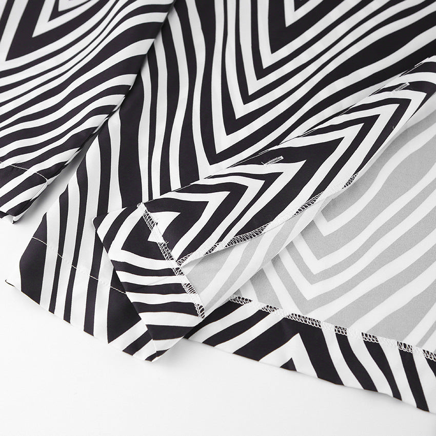 Fashion Black & White Stripes Two Pieces Suits for Women