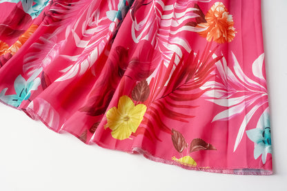 Summer Floral Print Short Sleeves Midi Dresses