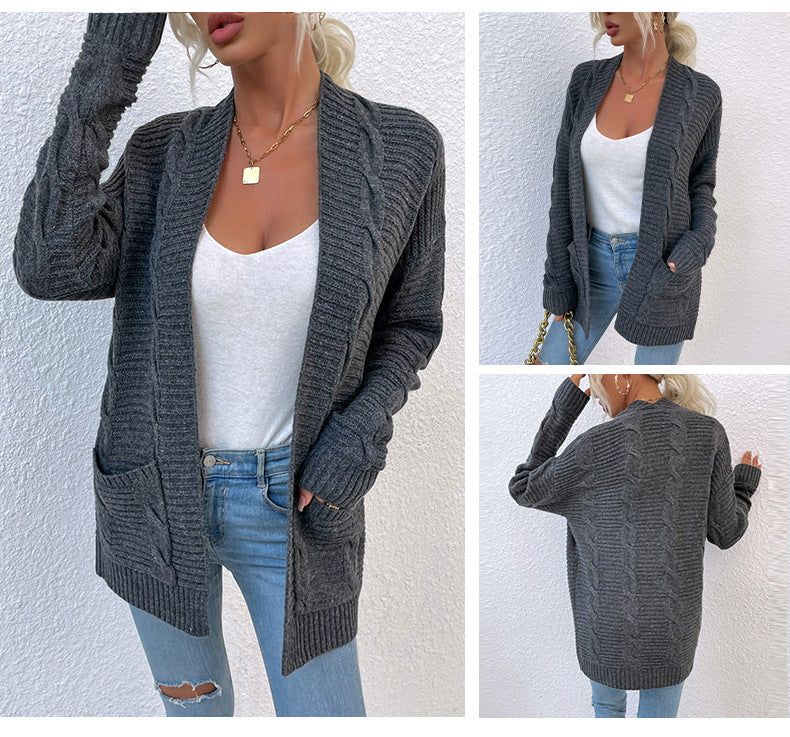 Fashion Twist Knitted Cardigan Coats
