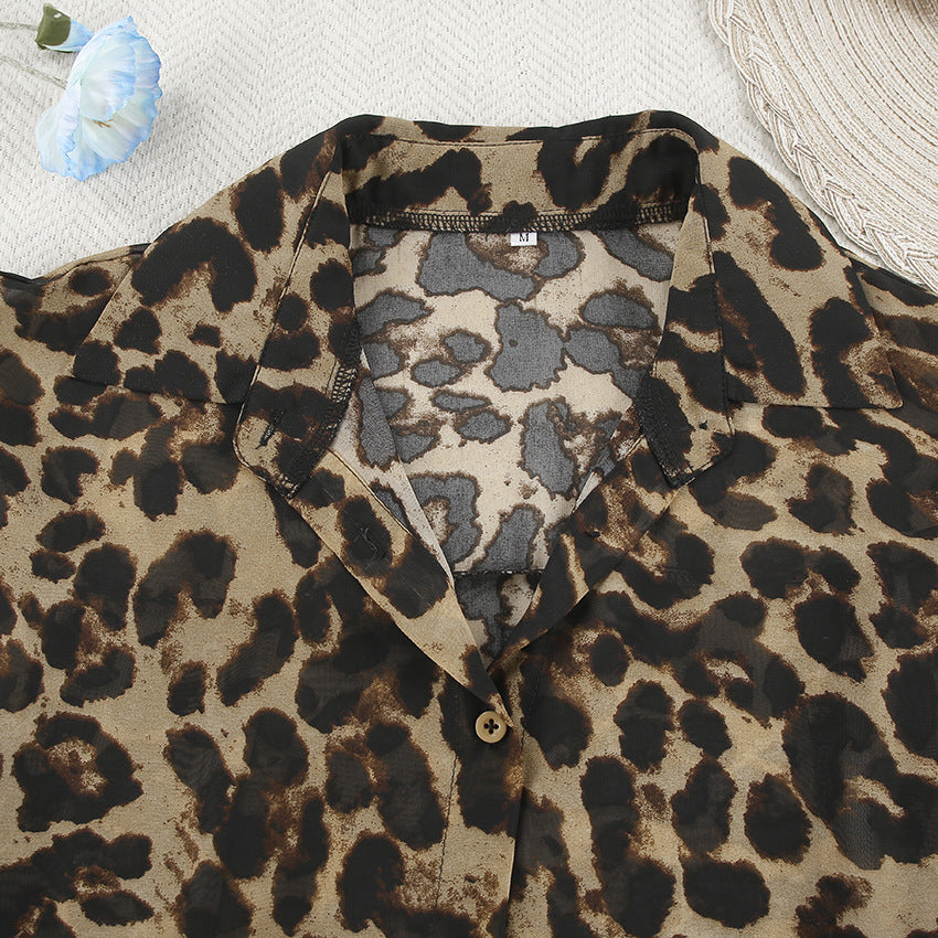 Casual Summer Breathable Leopard Two Pieces Suits