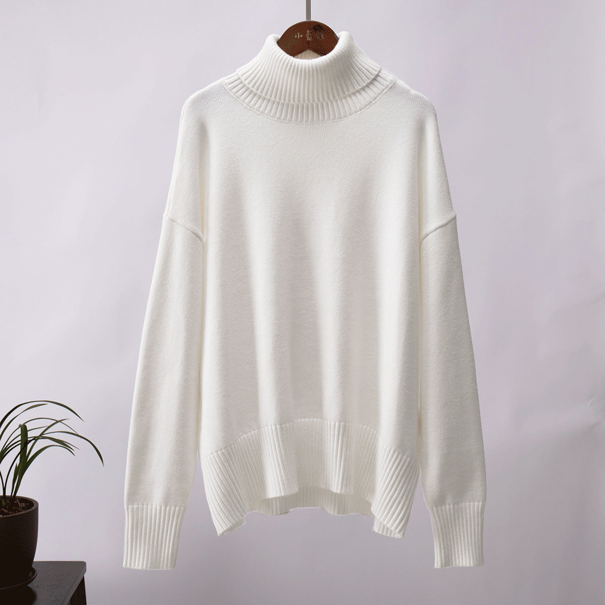 Fashion High Neck Knitted Pullover Sweaters for Women