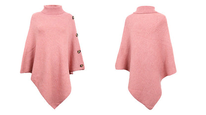 Casual High Neck Knitted Cloak Coats for Women