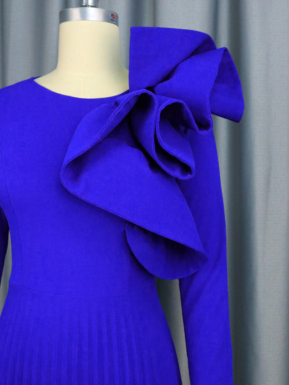 3D Design Long Sleeves Blue Party Dresses