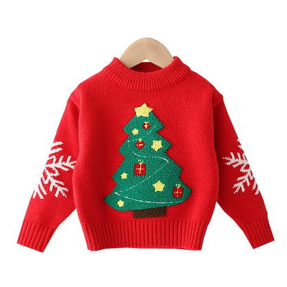 Christmas Tree Design Pullover Sweaters for Kids