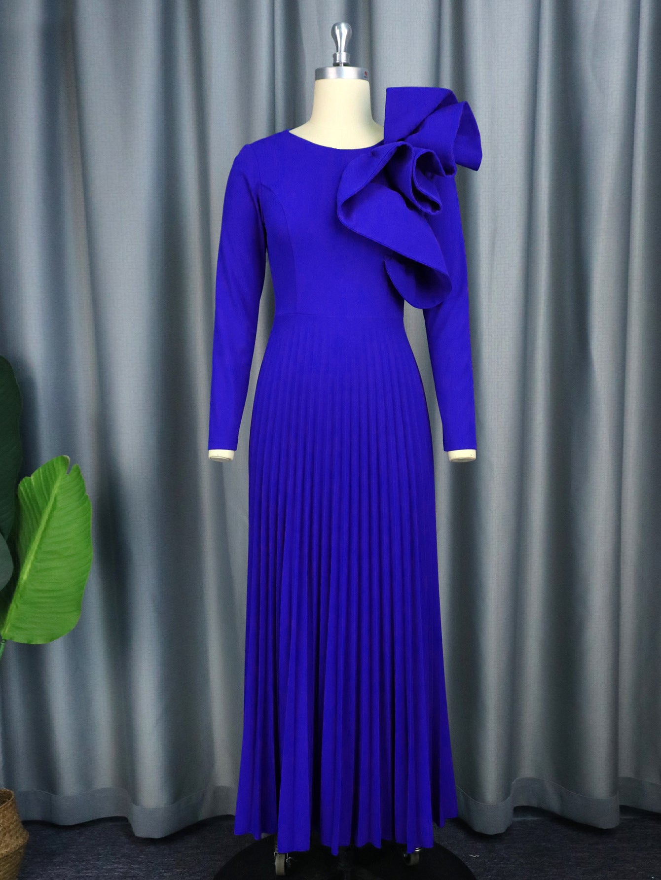 3D Design Long Sleeves Blue Party Dresses