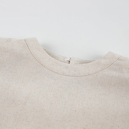 Casual Summer Cotton Linen Sleeveless Tops & Cropped Pants Suits