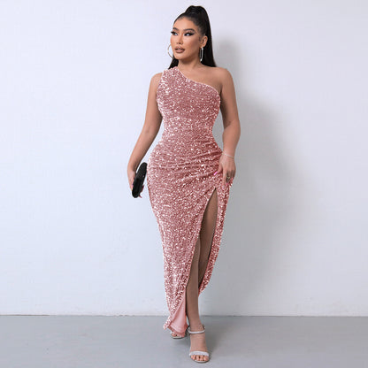 Sexy Fashion One Shoulder Sleeves Party Dresses