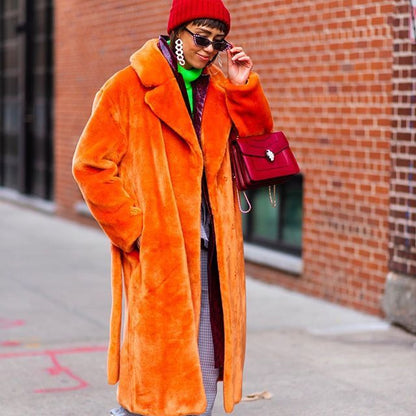 Fashion Winter Faux Fur Plus sizes Long Coats for Women