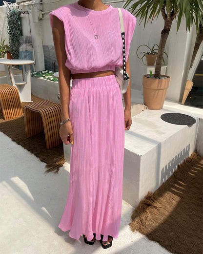 Fashion Sleeveless Tops and Long Skirts for Women