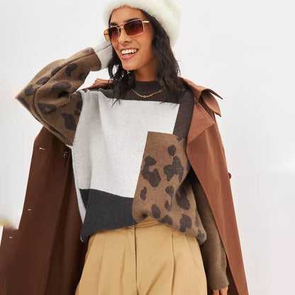 Vintage Leopard Loose Pullover Knitted Sweaters