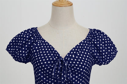Vintage V Neck Summer Short Sleeves Dresses