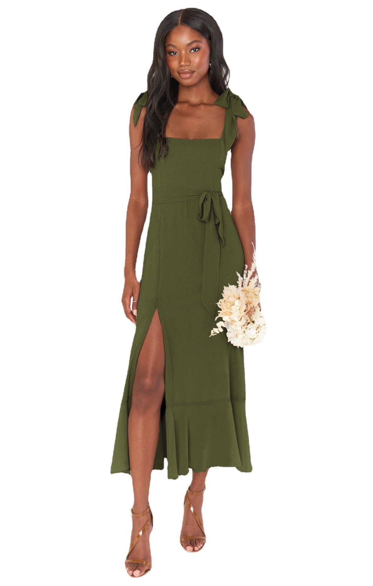 Fashion Summer Split Front Midi Dresses for Women