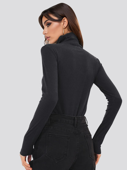 Sexy High Neck Long Sleeves Knitted Women Jumpsuits