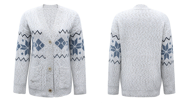 Fashion Christmas Flake Knitted Cardigan Coats