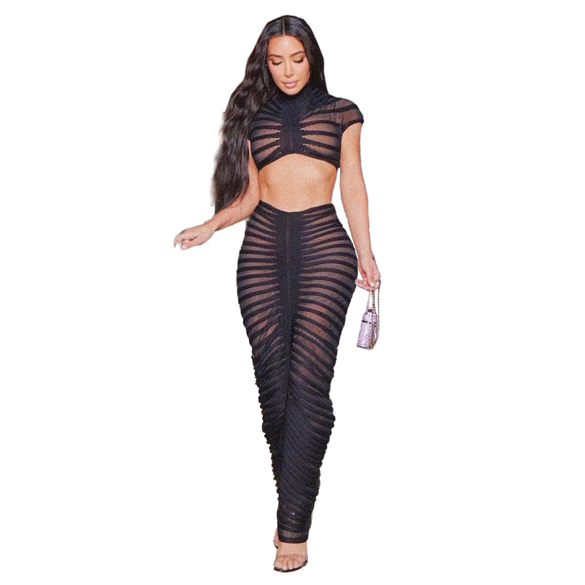 Sexy See Through Knitted Night Party Dress Suits