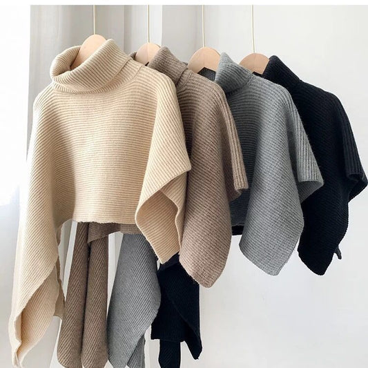 Fashion High Neck Knitted Cloak Scarves