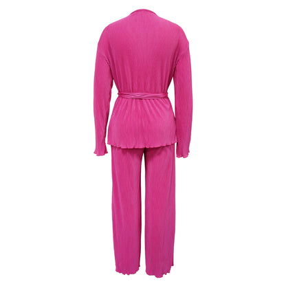 Casual V Neck Long Sleeves Tops and Pants Two Pieces Suits
