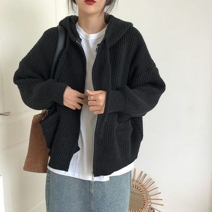 Casual Vintage Knitted Hoodies Cardigan Sweaters