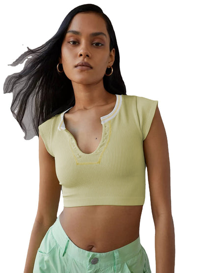 Sexy Designed Midriff Baring Knitted T Shirts
