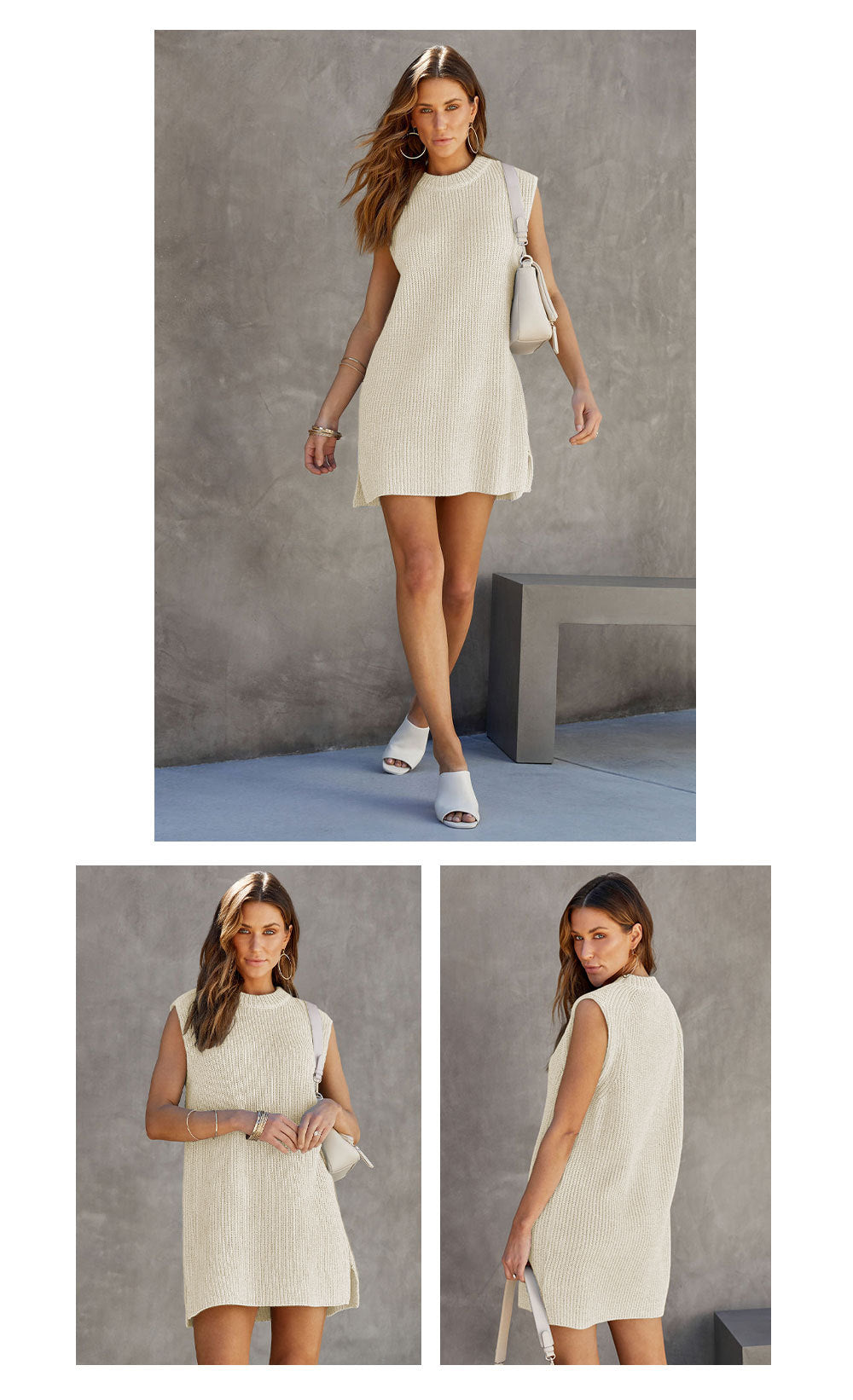Fashion Round Neckline Knitted A Line Mini Dresses