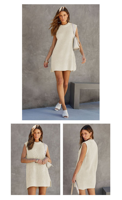 Fashion Round Neckline Knitted A Line Mini Dresses