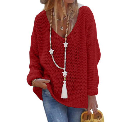 Casual V Neck Knitted Women Sweaters