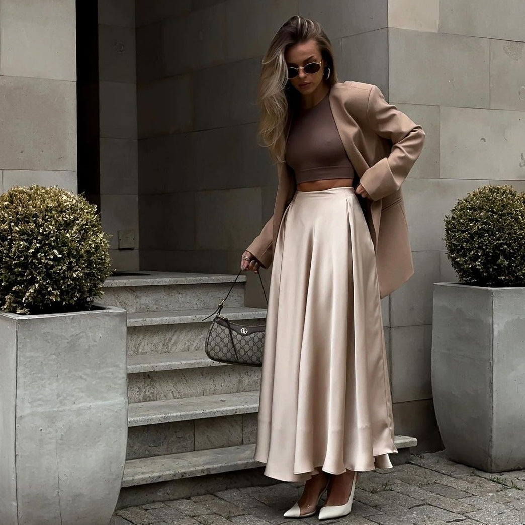Fashion Satin High Waist Summer Skirts