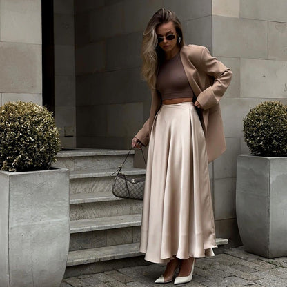Fashion Satin High Waist Summer Skirts