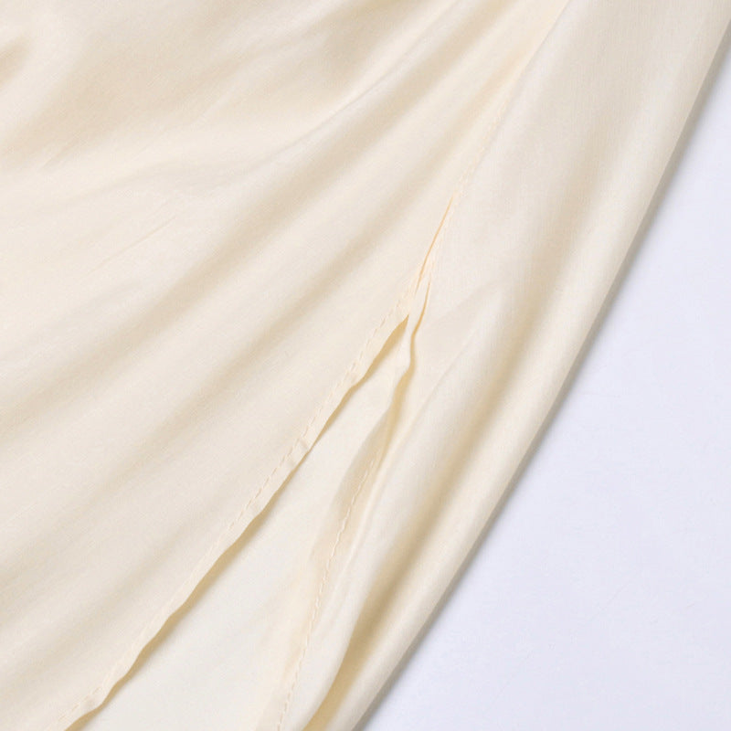 Designed V Neck Ruffled Long Sleeves Cloak Dresses