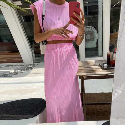 Fashion Sleeveless Tops and Long Skirts for Women