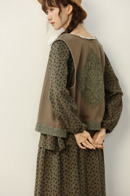 Vintage Embroidery Short Vest