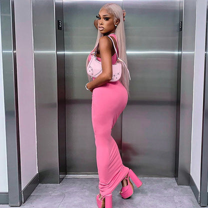 Sexy Fashion Round Neck Sleeveless Long Dresses