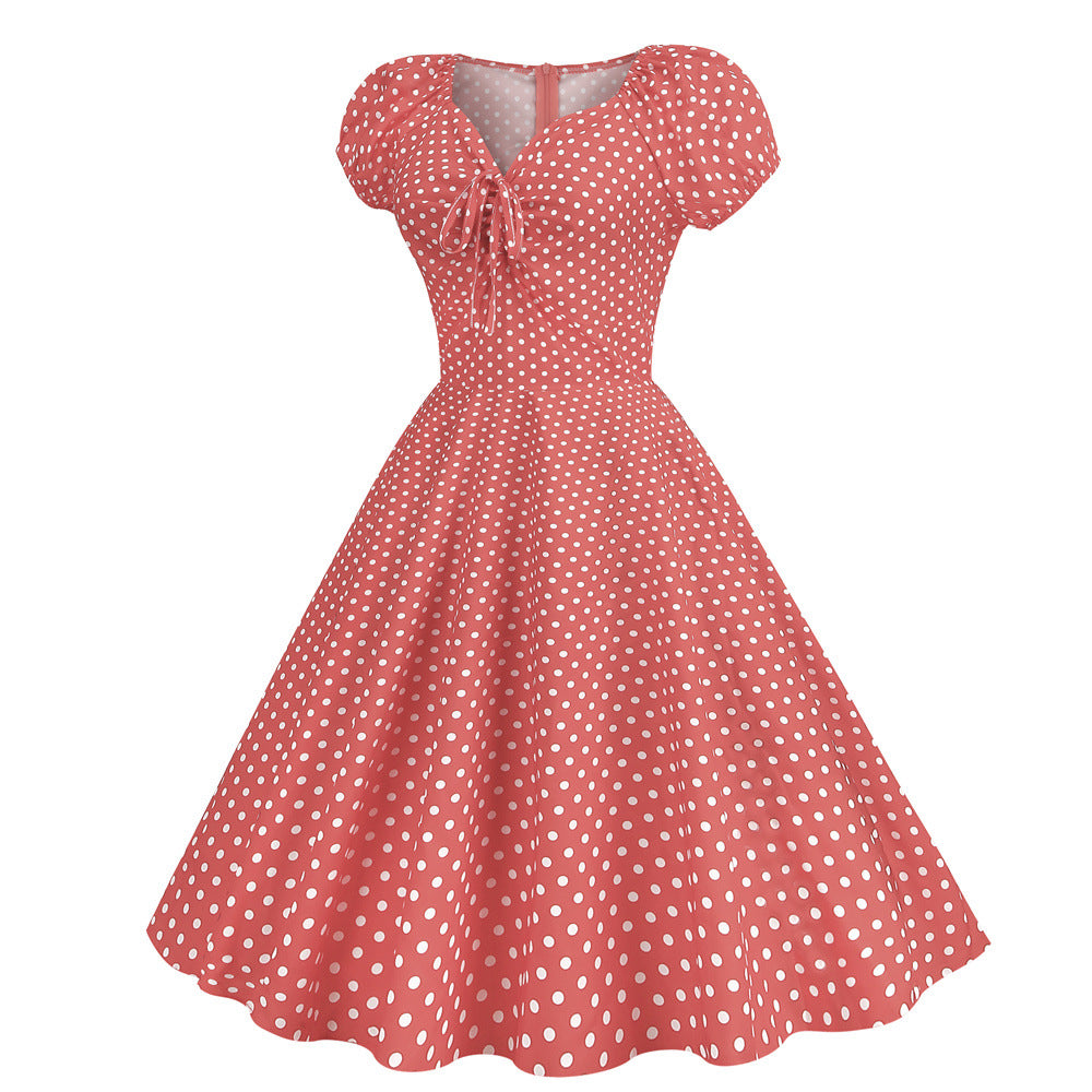 Vintage V Neck Summer Short Sleeves Dresses