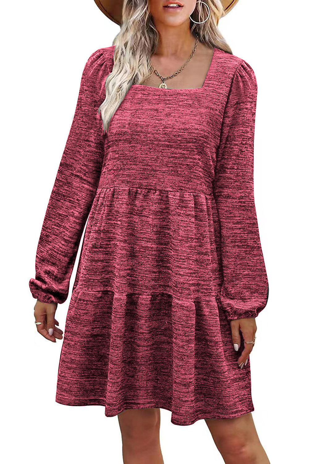 Fashion Square Neckline Fall Mini Dresses