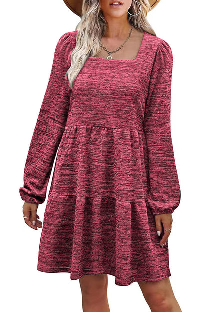 Fashion Square Neckline Fall Mini Dresses