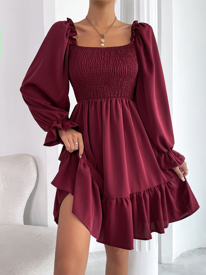 Casual Square Neckline High Waist Women Dresses