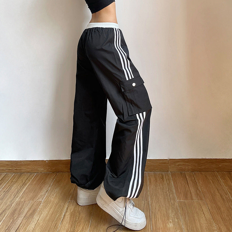 Fashion Black High Waist Black Ankle Tied Pants