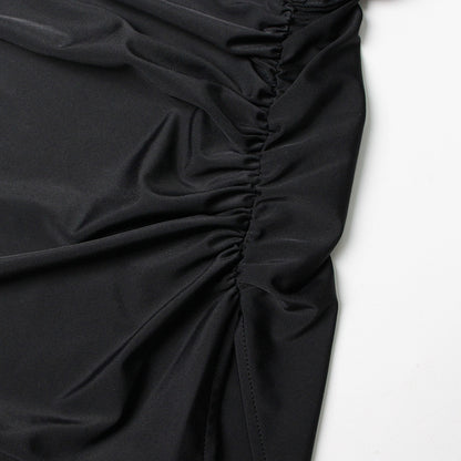 Sexy One Shoulder Waist Baring Black Evening Party Dresses