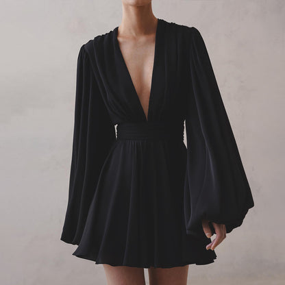 Sexy High Waist Deep V Neck Short Mini Dresses