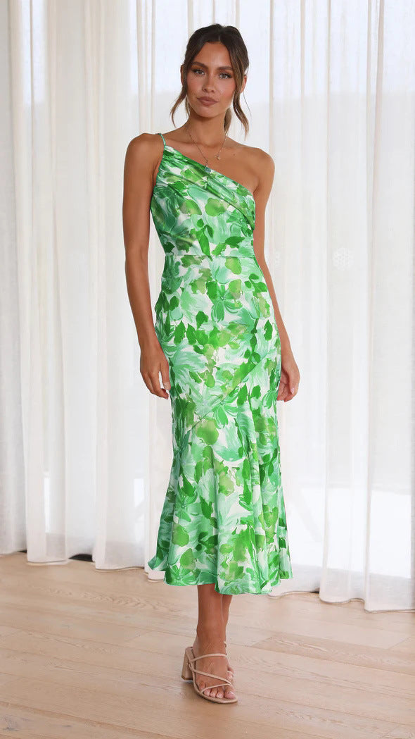 Fashion Summer One Shoulder Midi Length Dresses
