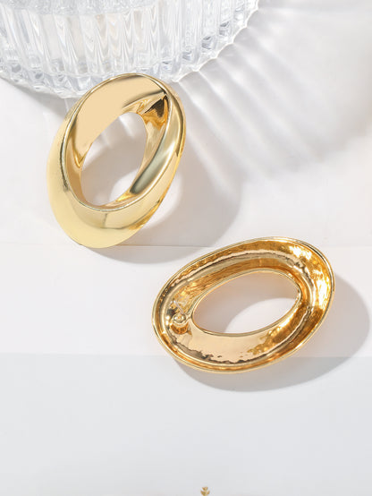 Vintage Metal Wind Oval Glossy Earrings Women's Retro Temperament Geometric Stud Earrings