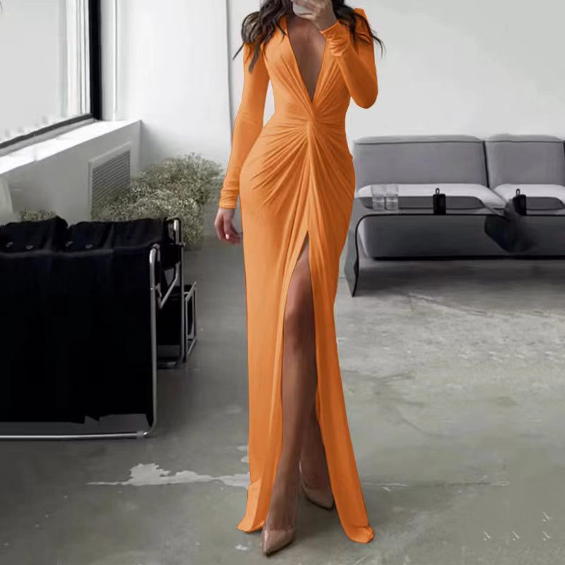 Sexy V Neck Long Sleeves Sheath Dresses
