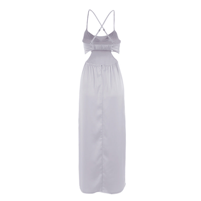 Sexy Satin Backless Long Sleeveless Party Dresses